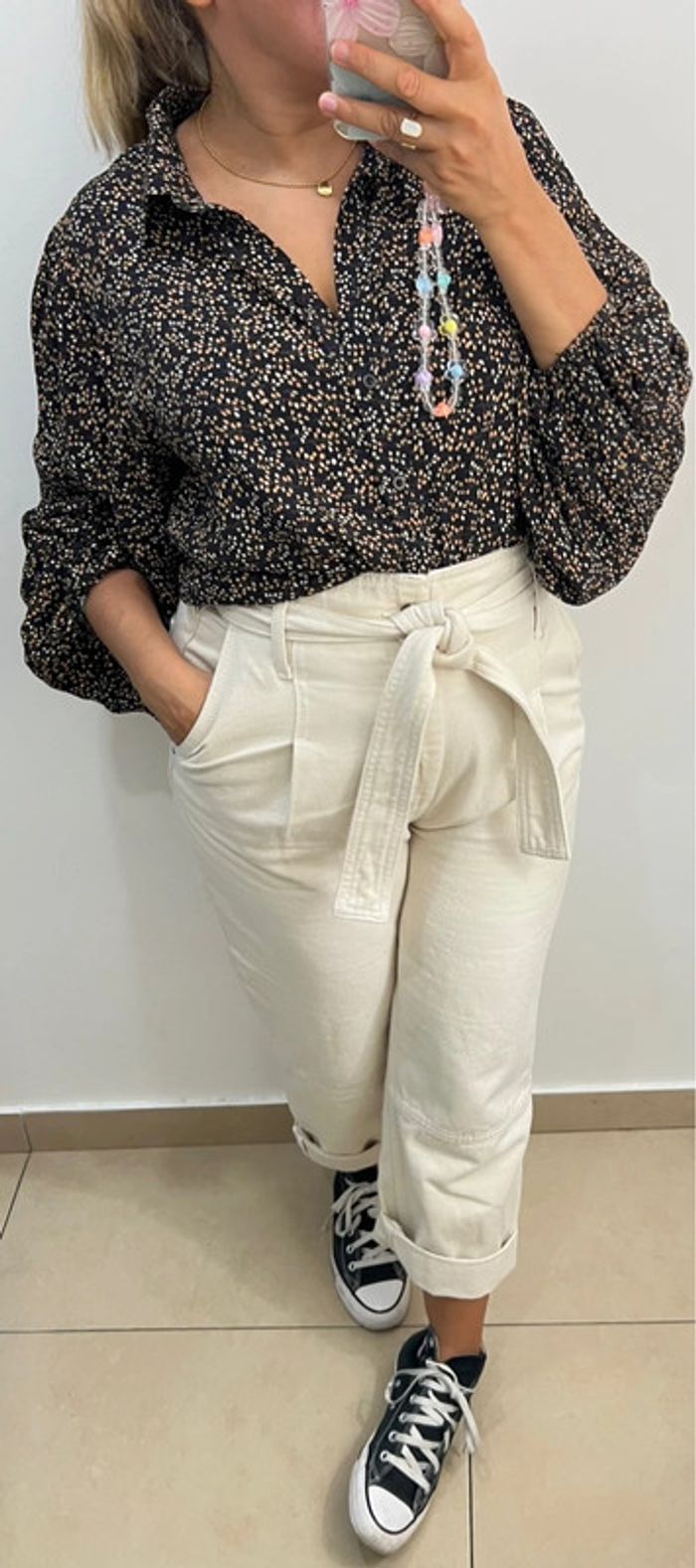 Chemise Vila Imprimée Fleurs Manches Bouffantes Taille 38 - photo numéro 5