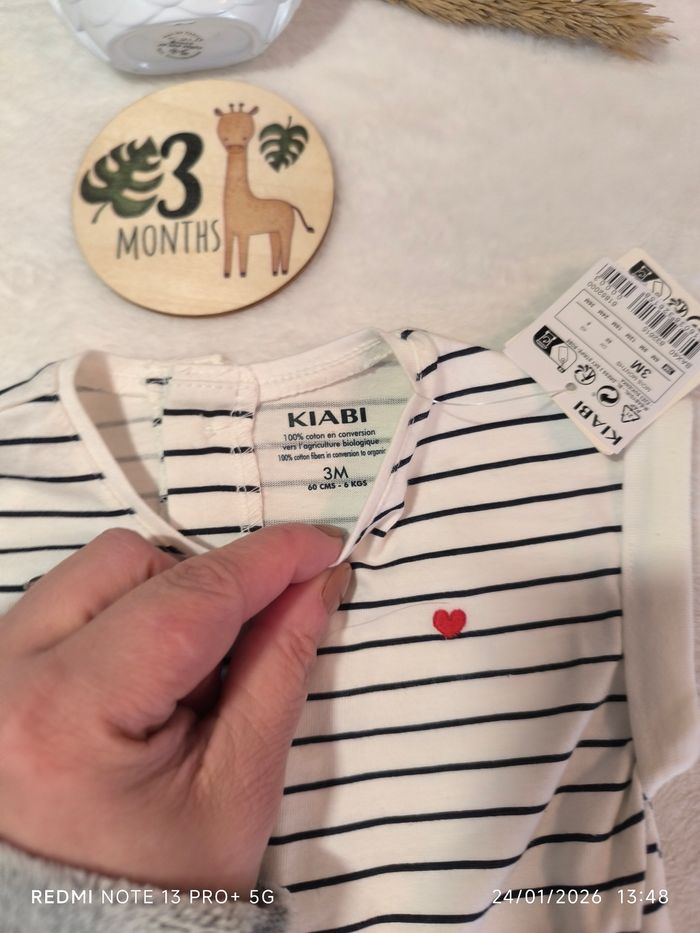 Robe marinière 3 mois fille Kiabi neuve - photo numéro 2