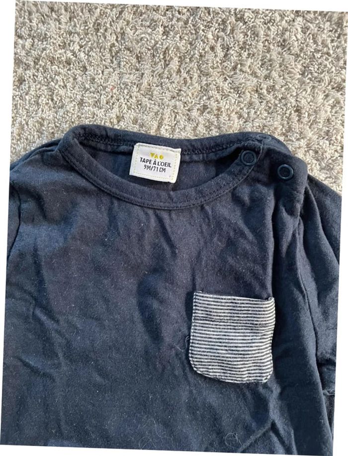 Ensemble gilet à capuche 2 tee-shirts à manches longues et un pantalon Tape à l’œil taille 9 mois - photo numéro 3