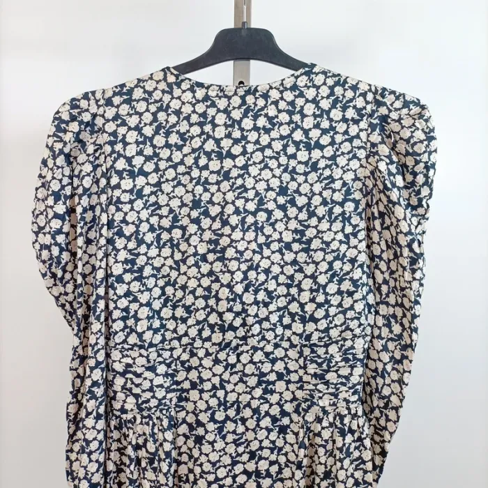 Robe longue bleue écru fleurie Mango Taille XS Manches longues A818 - photo numéro 10
