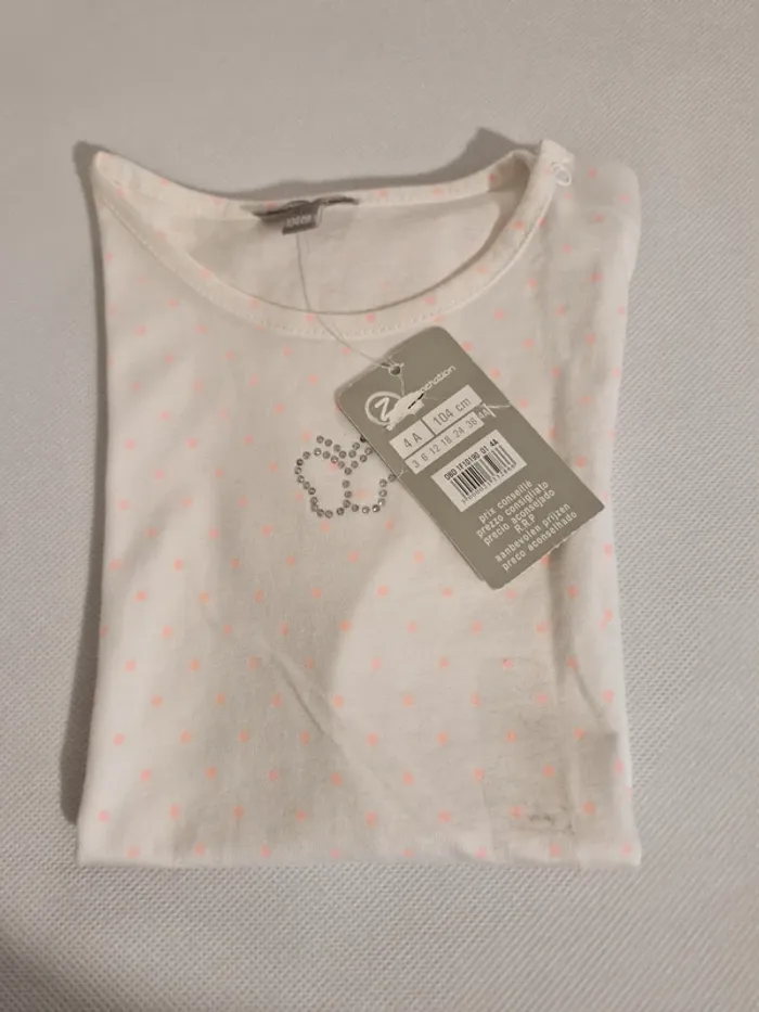 T-shirt fille manches courtes à pois avec strass 4 ans / 104 cm Grain de Blé - photo numéro 5