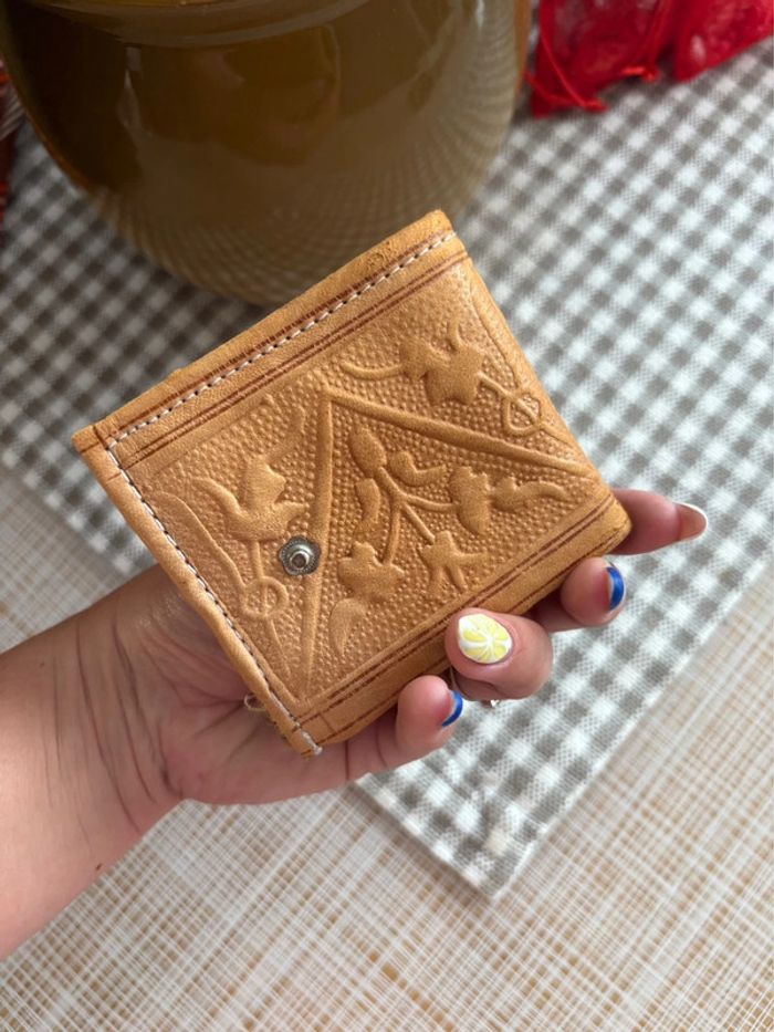 Porte monnaie 100% cuir - à motif - fabrication artisanale - photo numéro 5