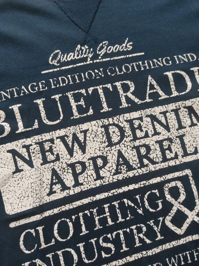 Tee-shirt manches courtes bleu marine inscription blanche taille XXL Identic - photo numéro 3