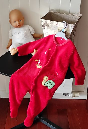 Surpyjama polaire bébé garçon 12 mois – Animaux, rouge