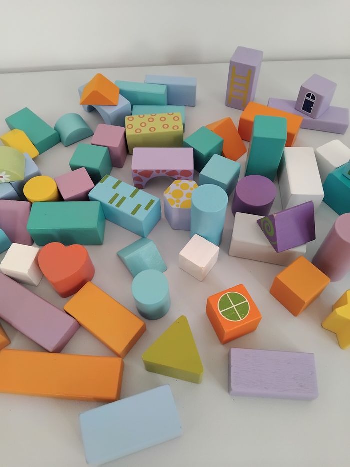 Blocs de Construction en Bois colorés  70 Pièces - photo numéro 3
