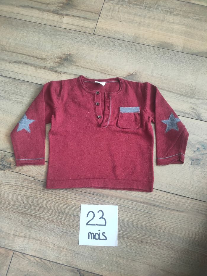 Pull fin bordeaux manches longues bébé garçon 23 mois tape a l'oeil