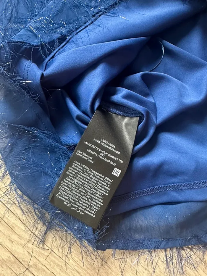 Top nuisette bleu électrique paillettes vero moda XS - photo numéro 7
