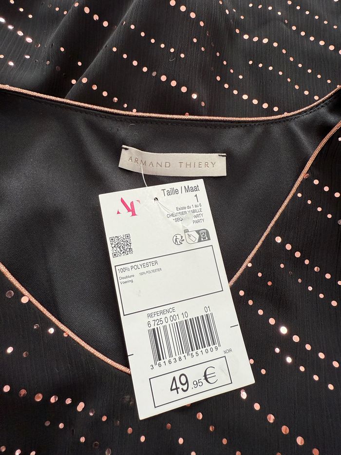 Haut noir brillant Armand Thiery femme – Taille 1 FR 36 / S – Manches larges fluide - photo numéro 5