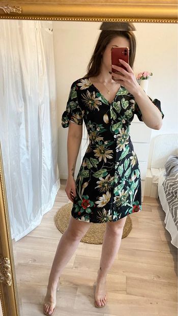 Robe chemise fleurie noir