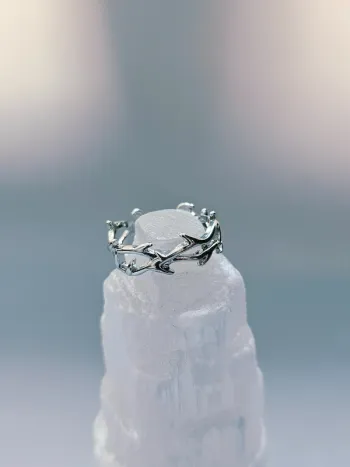 Bague Argentée Ouverte Acier Inoxydable Forme Ronce
