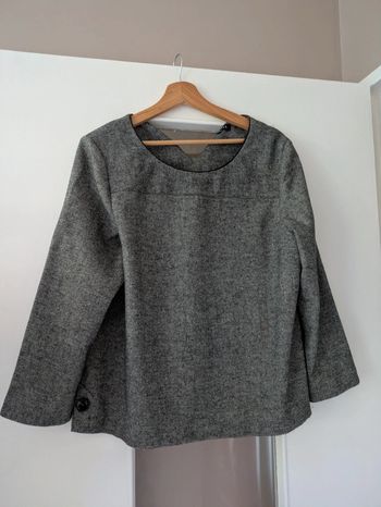 Magnifique haut blouse femme gris chiné Caroll taille 44