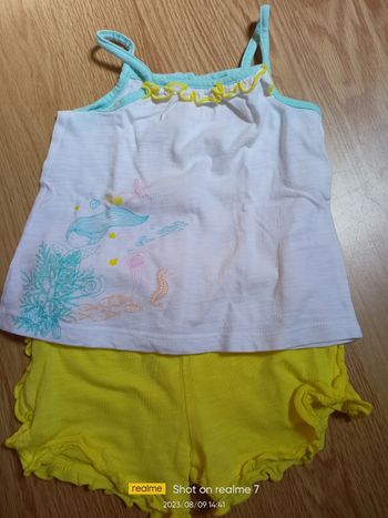 Ensemble short +débardeur 6 mois.
