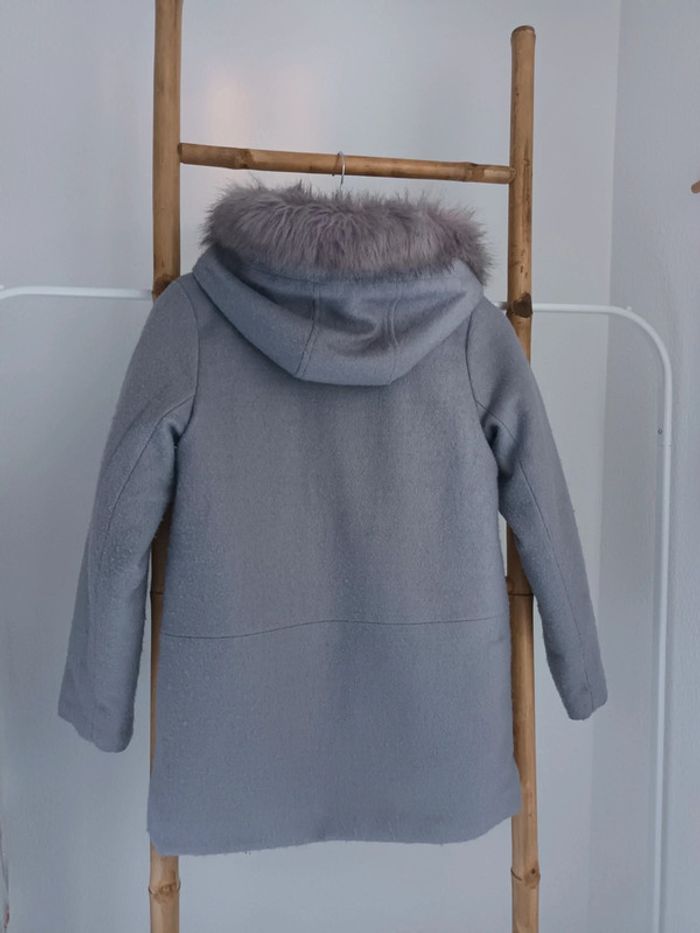 Joli manteau à capuche en laine gris très chaud Okaïdi 12 ans - photo numéro 6