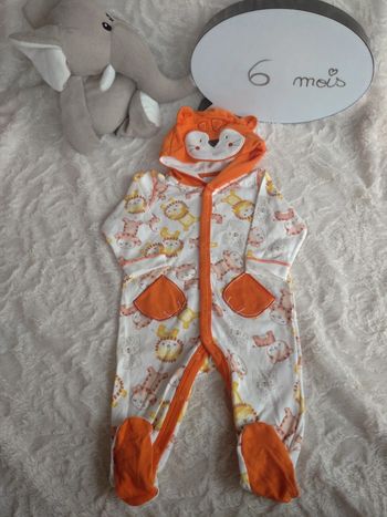 Combi barboteuse pyjama avec pied capuche été léger Garçon 6 mois Lion Tigre Léopard first Chicco