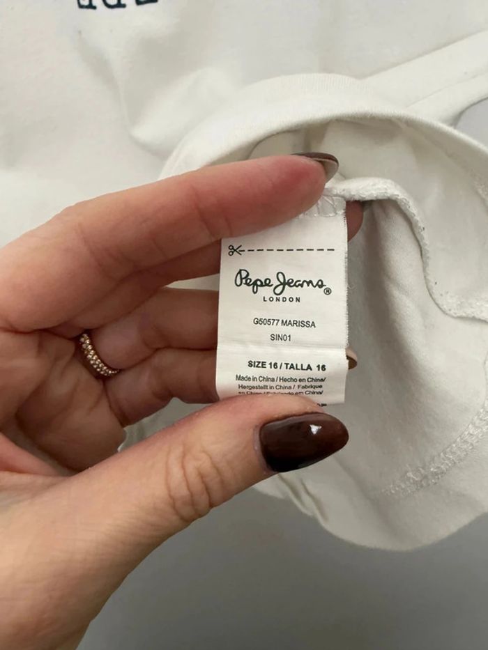 T-shirt Pepe jeans blanc longues manches fille taille 16 ans - photo numéro 4