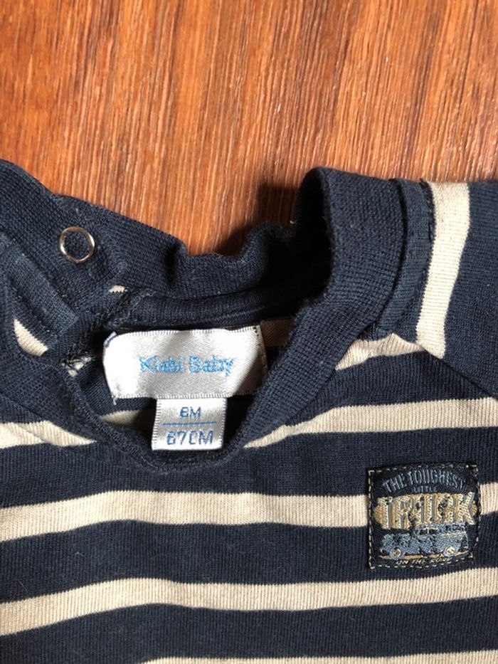 Pull rayé marine et beige - photo numéro 2