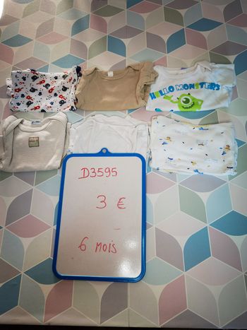 D3595 - lot de 6 garçon 6 mois