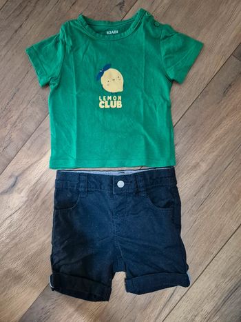 Ensemble tee shirt + short kiabi obaibi 3 mois