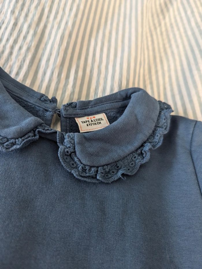 Sweat fille bleu gris TAO 6 ans - photo numéro 3