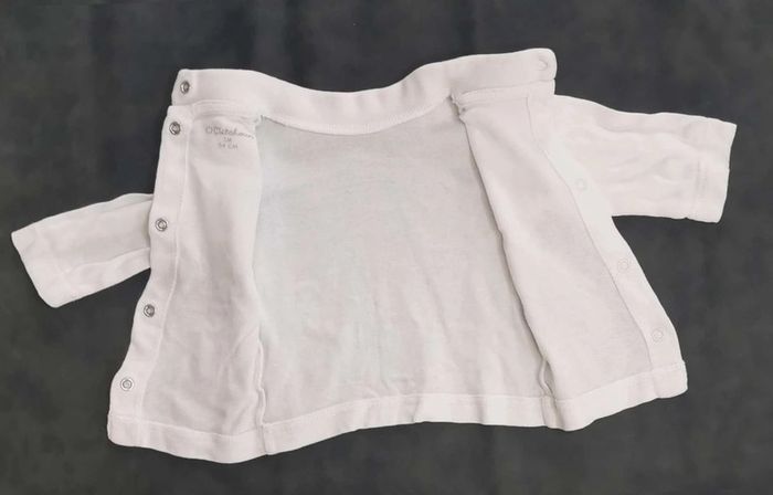 Ensemble 👣 jupe jean et tee-shirt blanc manches longues col montant Kitchoun 1mois/54cm - photo numéro 3