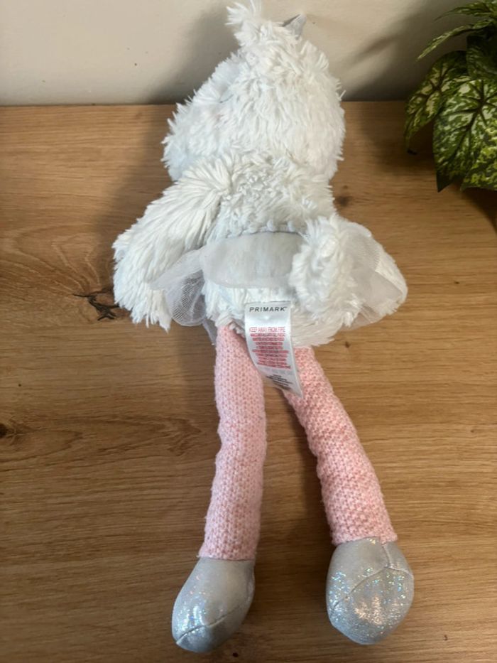 Doudou peluche licorne blanche tutu jambes rose primark - photo numéro 3