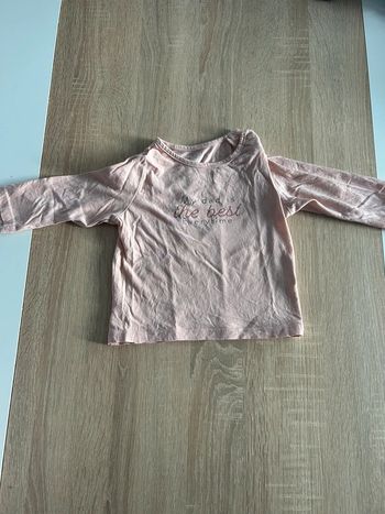 Tee shirt manches longues rose pale 9 mois