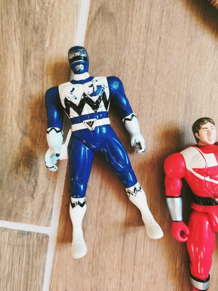 🙅 Power rangers lot de figurines Time force rouge et Lost galaxy bleu marque bandai - photo numéro 4