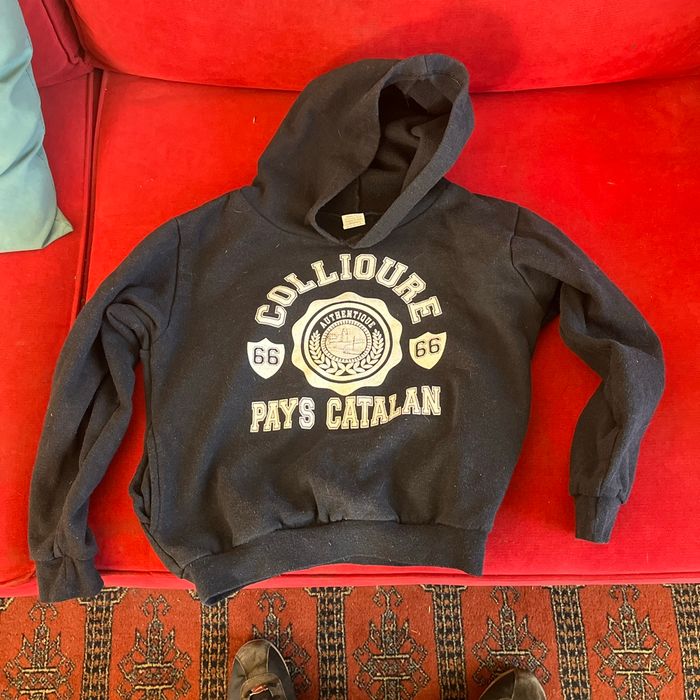 Sweat à capuche taille 10 ans bleu marine collioure