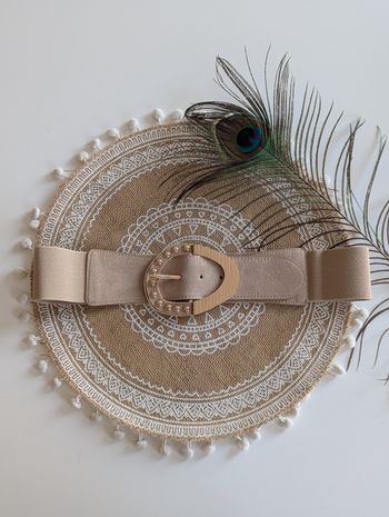 Ceinture élastique Memphis beige et doré