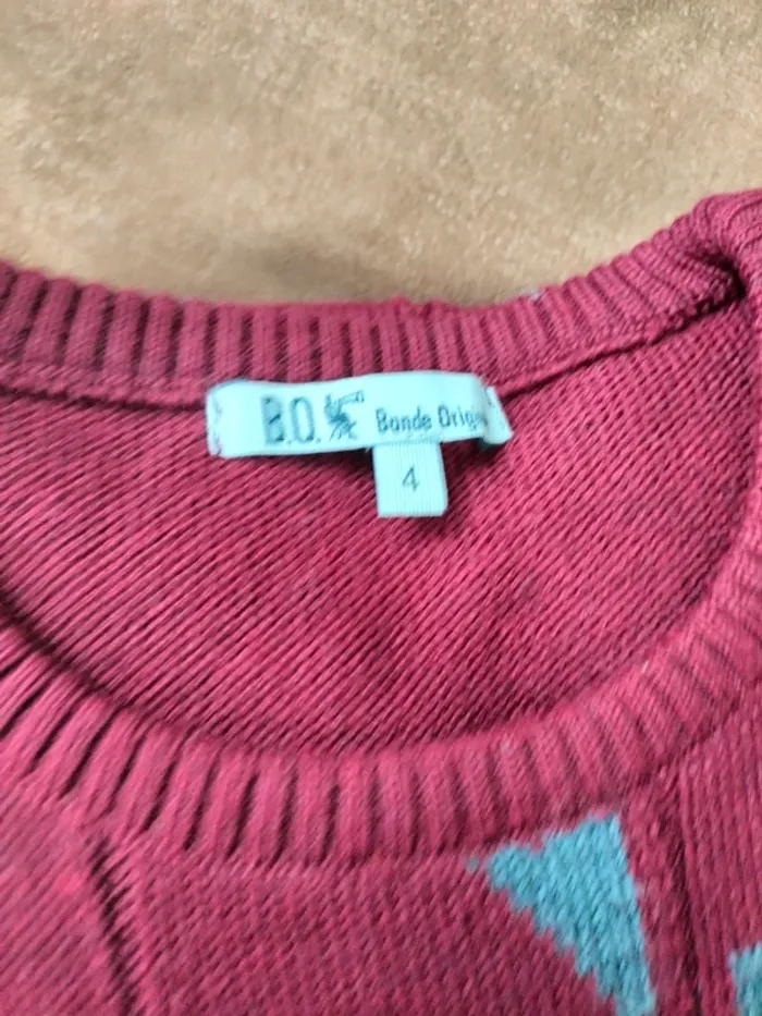 Pull homme T 4 en laine bordeaux - photo numéro 10