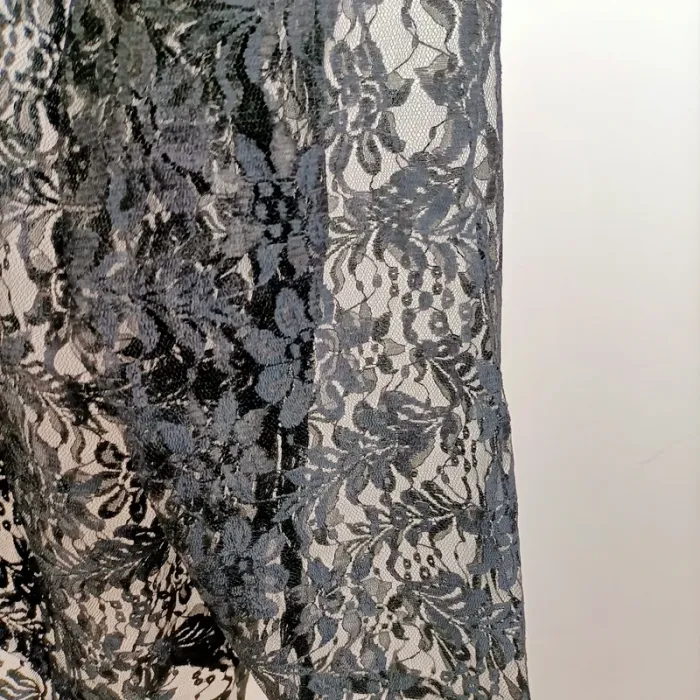 Chemise transparente dentelle noire fleurie manches longues grande taille 50/52 A1419 - photo numéro 5