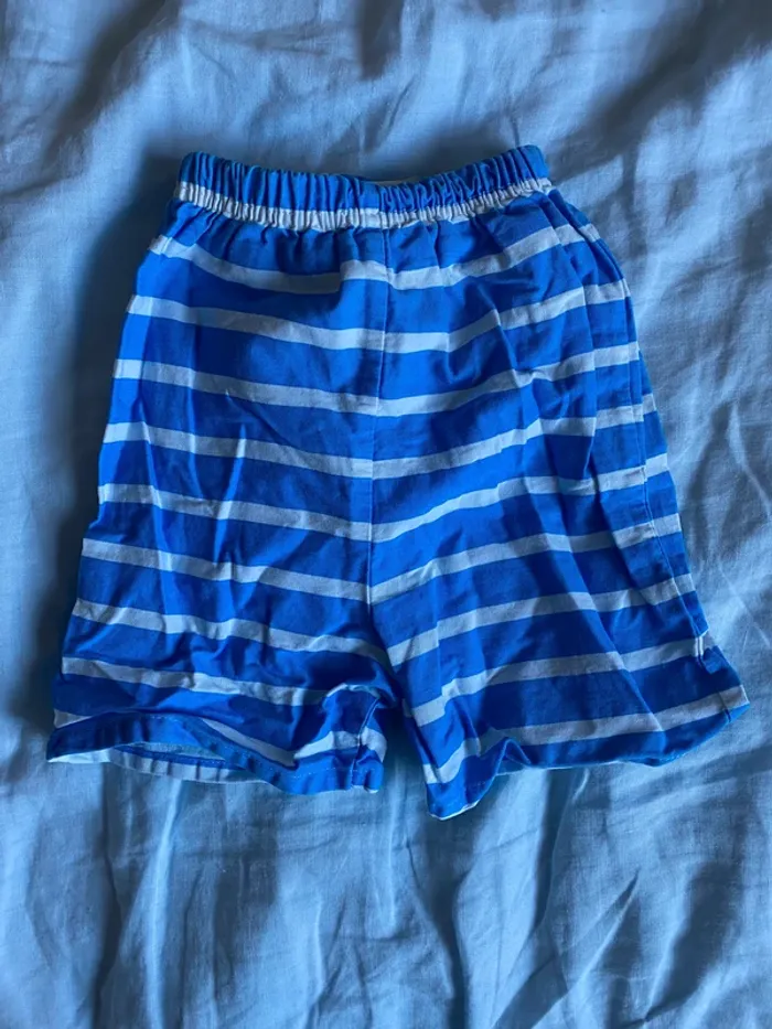 Short de maillot de bain rayé blanc et bleu 12 mois