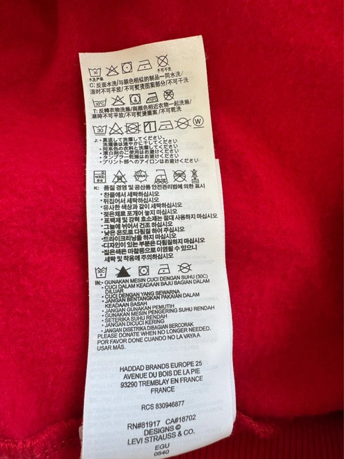 Levi’s - Sweat-shirt à capuche rouge Taille 12 ans - photo numéro 6