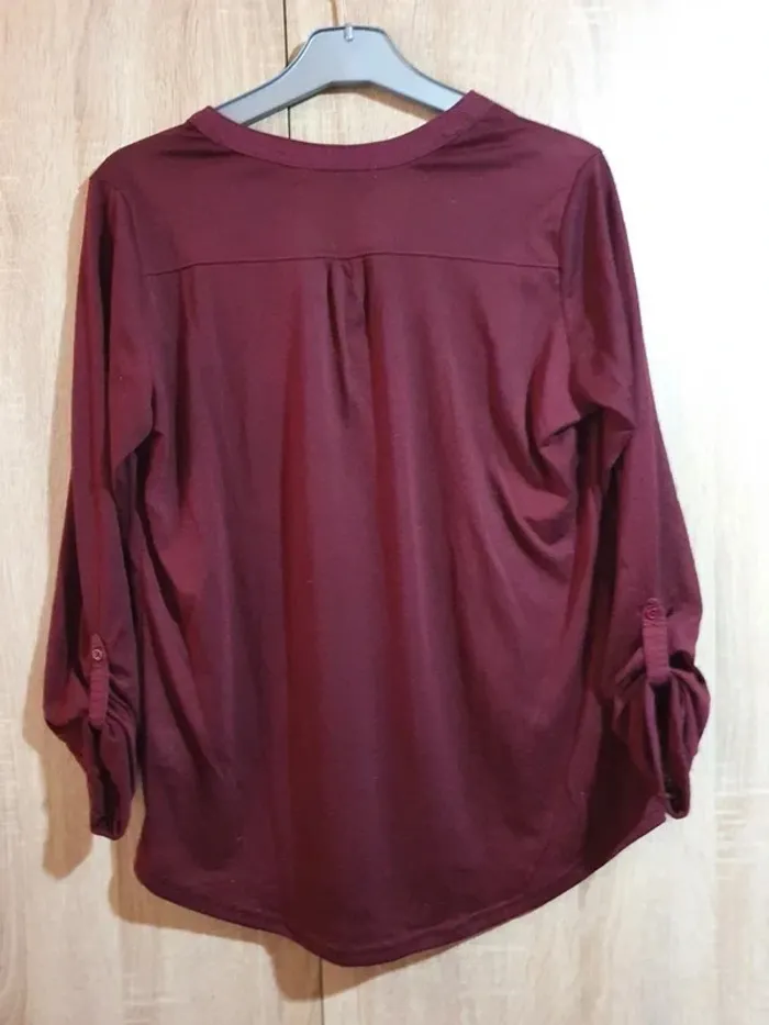 Blouse bordeaux manche 3/4 - Taille S - photo numéro 2
