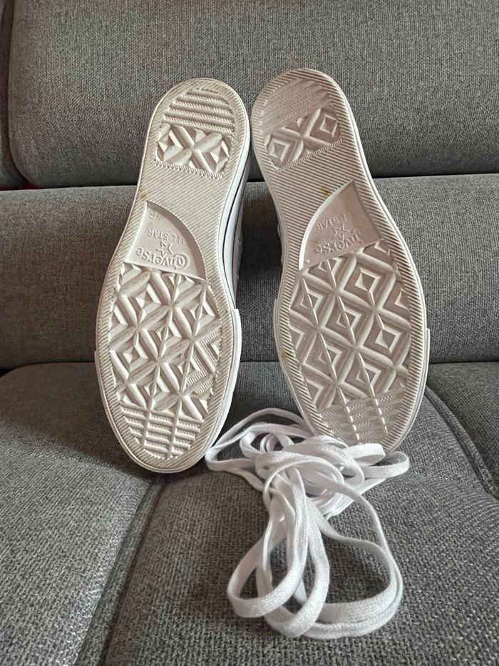 Converse plate-forme blanche cuir véritable 39 - photo numéro 8