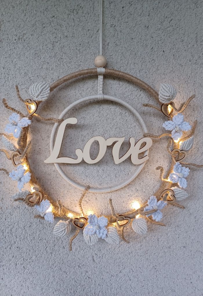 Couronne macramé printanière