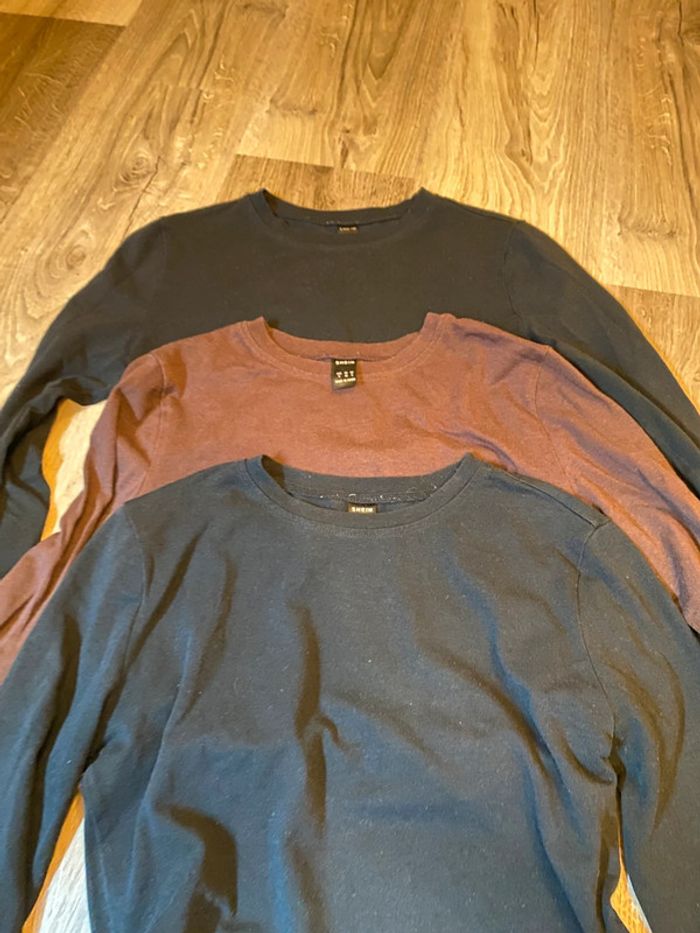 lot de trois. CROP, top, manches longues noir et marron Shein taille S. - photo numéro 5