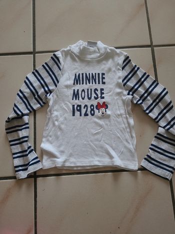 Tee shirt manches longues blanc rayé Minnie
