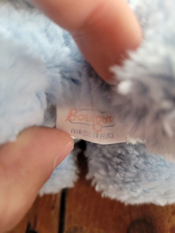 RARE Peluche Chien Boulgom bleu clair ciel blanc doudou Made in France collection 20cm - photo numéro 4