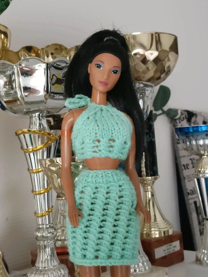 Tenue bleue pour poupée barbie - photo numéro 8