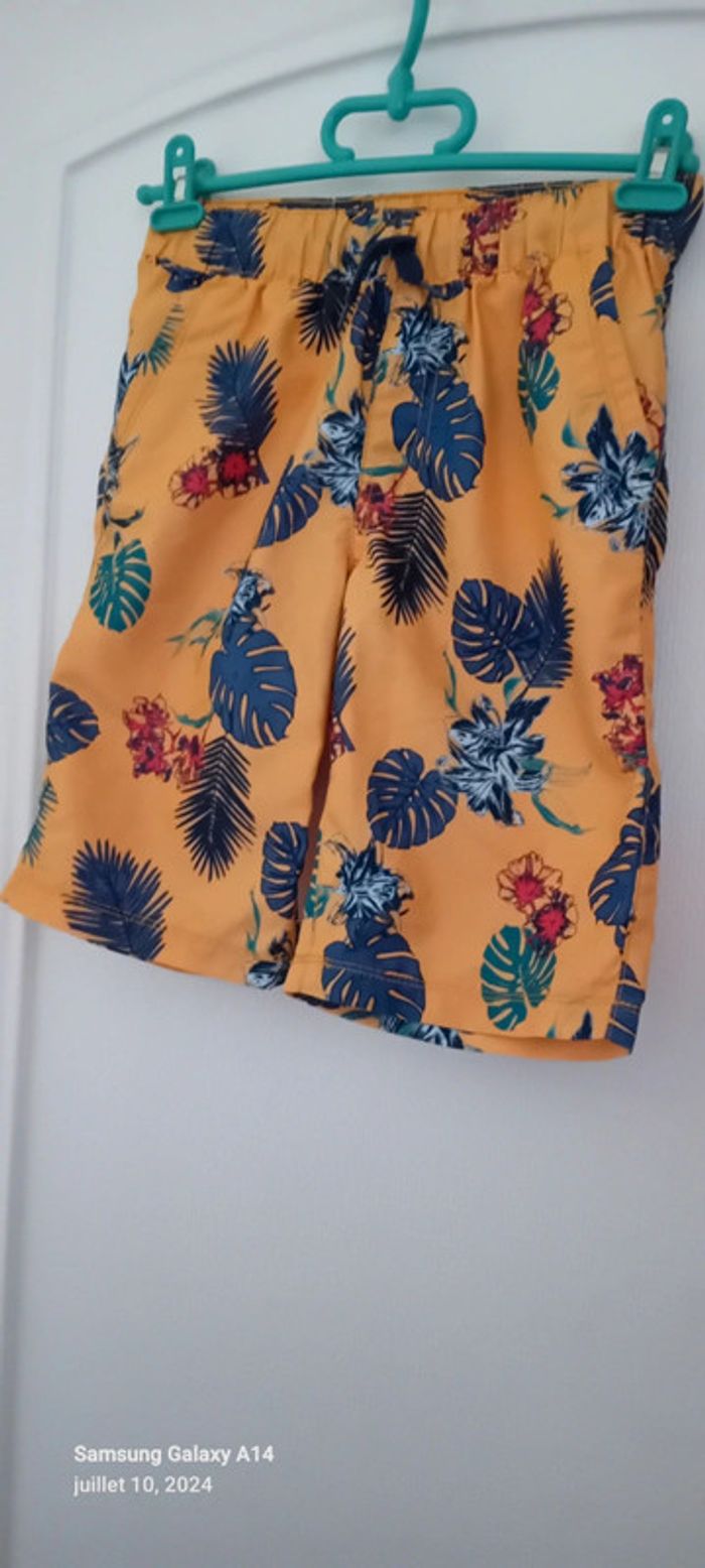 Bermuda léger imprimé hawaïen orange garçon 12 ans in extenso