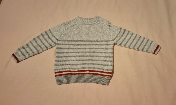 Pull chaud rayé gris 2 ans Okaidi - photo numéro 2
