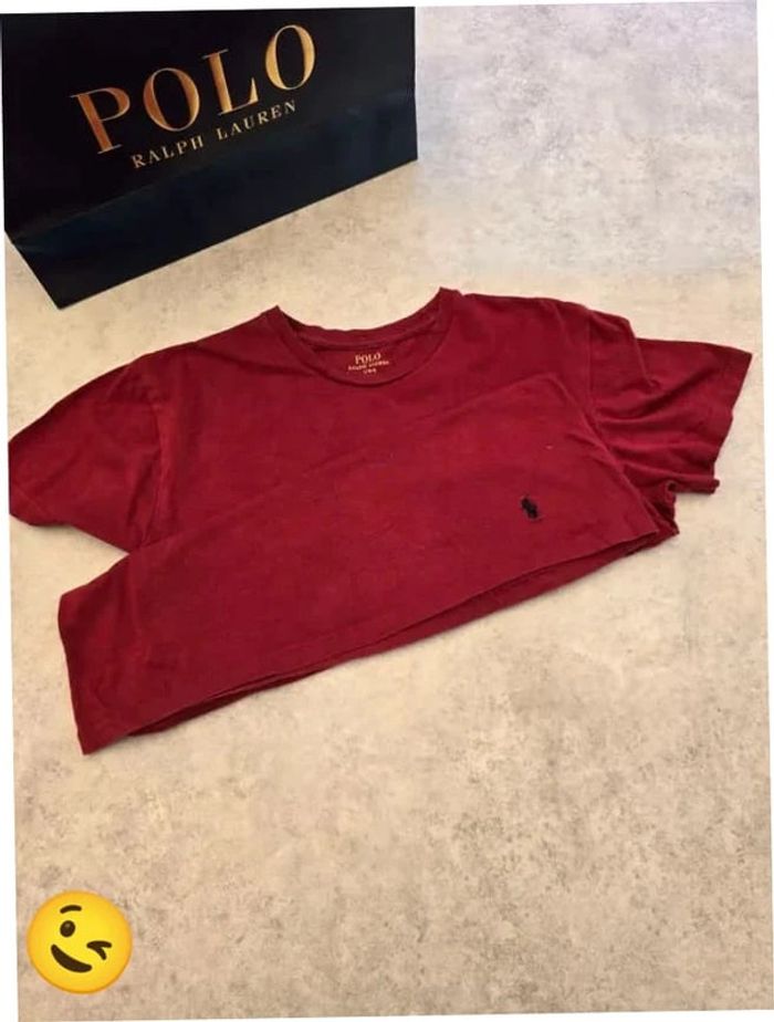 T-shirt Ralph Lauren L coupe col rond rouge Homme Men tee141