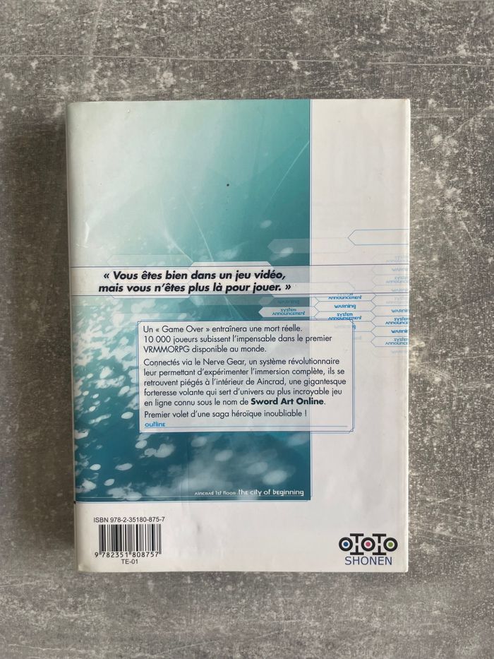 Manga Sword art online aincrad tome 1 en version française. - photo numéro 2