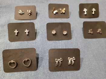 Lot de 8 paires de boucle d'oreille fantaisies formes diverses acier inoxydable