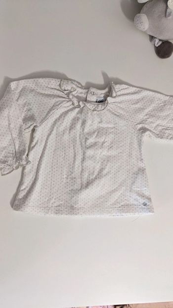 Haut manches longues blanc et argenté Petit Bateau 18 Mois