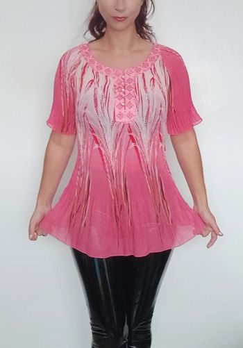 Tunique gaufrée rose ethnique chic taille 38