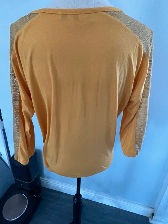 Tee-shirts manche 3/4 couleur jaune moutarde taille s marque la halle - photo numéro 2