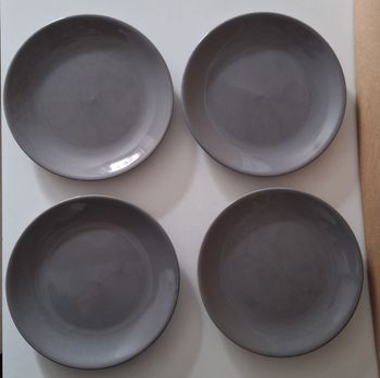 Lot de 4 assiettes à dessert couleur unie grise