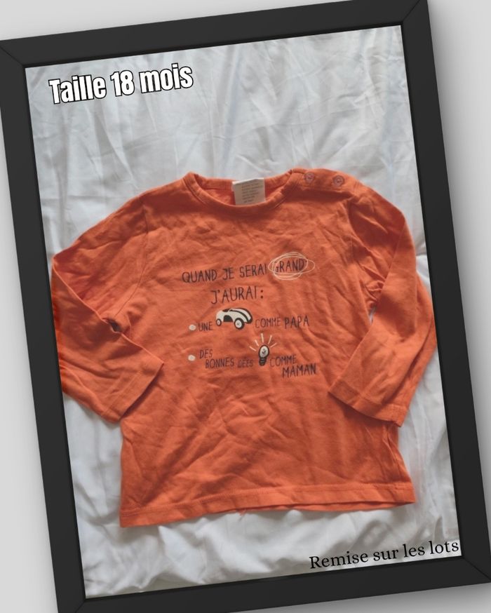 T-shirt manches longues orange 🧸 Taille 18 mois - photo numéro 1